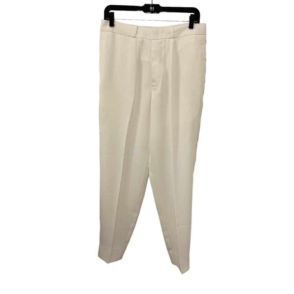 Bespoke Classic White Tailored Dress Pants High Waisted Suit Separate Medium